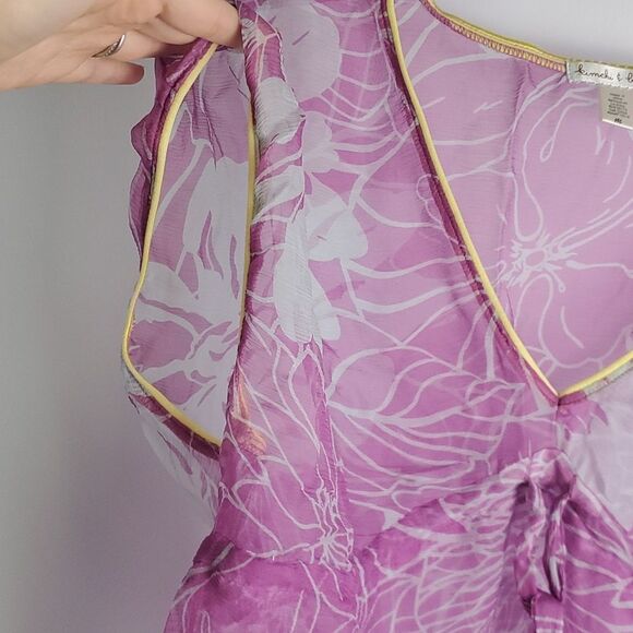 Urban Outfitters Kimchi Blue Silk Flowy Sheer Purple Floral Swim Cover-Up Size M - Picture 8 of 11